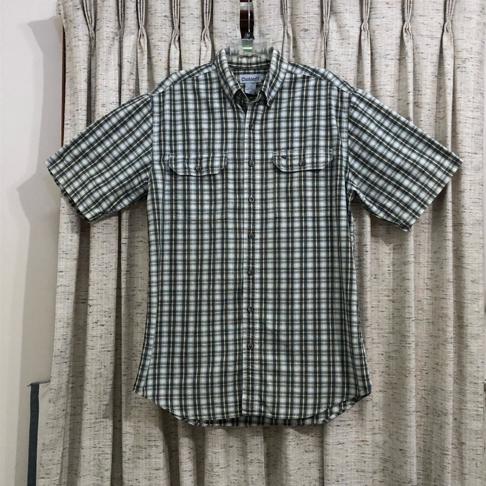 Carhartt Plaid Short Sleeve Pocket Button Up Shirt - Large Tall